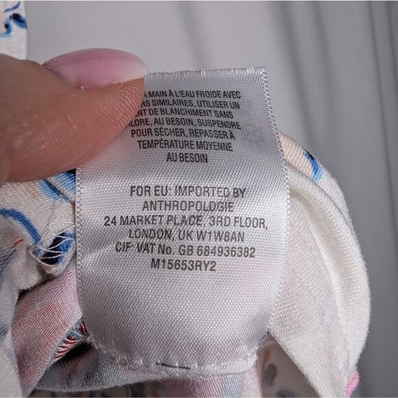 Anthropologie Ridged Yoke Floral Print Ruffle Sleeve Boho Cottagecore Knit Top S - Picture 9 of 9